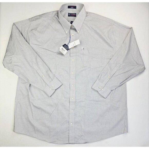 Stafford Performance Big Fit Size 19 36-37 Mens Gray Button Down Super Shirt NWT - Picture 1 of 11
